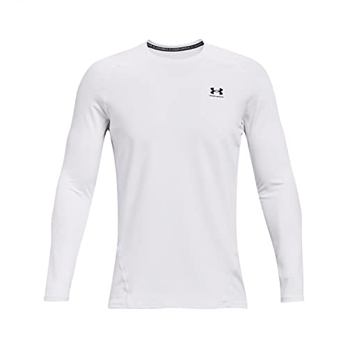 Under Armour mens ColdGear Armour Fitted Crew , White (100)/Black , Small
