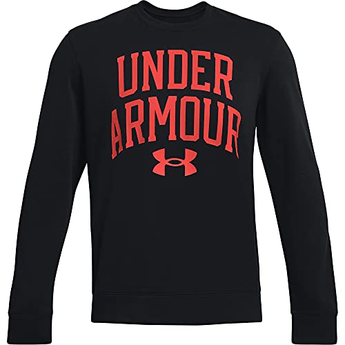 Under Armour mens Rival Terry Crew Neck T-Shirt , Black (002)/Phoenix Fire , X-Large
