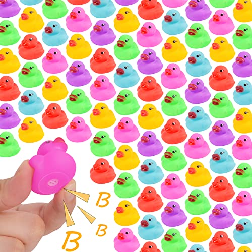 90-Pack Mini Bath Ducks Set, Mini Colorful Rubber Duckies Bath Toy for Child, Float & Squeak Tiny Ducks Pool Toy Set for Kids Party Favors,Birthday Party Supplies,Prize Rewards