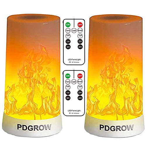 PDGROW LED Flame Lights with Remote Timer, Flame Lamp 4 Modes USB Rechargeable Fire Lights Indoor Campfire Outdoor Decorative Lantern Hanging Lamps Fireplace Romantic Light for Home Party Camping Bar