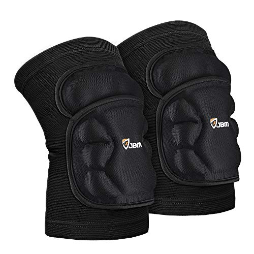 JBM Knee Brace Soft Non Slip Knee Pads Breathable Knee Compression Sleeve Elastic Anti-Collision Pads for  Fitness Exercise Basketball Running (One pair, Black) (Large, Black)