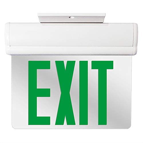 AH Lighting Edge Lit LED Emergency Exit Sign Green with 3.6V Nickel Cadmium Rechargeable Battery Backup, 3W Max Power Consumption, UL-94V-0 Flame Rating, Fire Resistant Thermoplastic ABS Housing