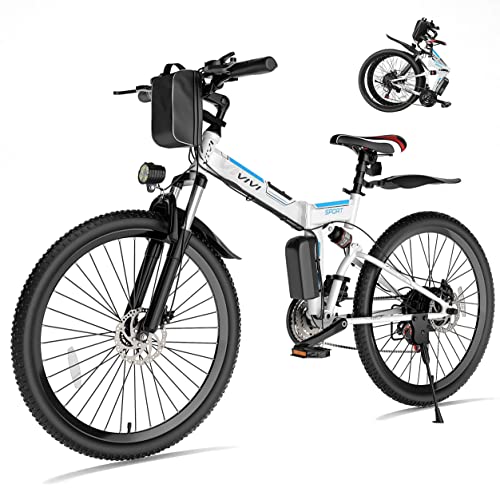 Vivi Electric Bike for Adults Foldable 500W Electric Mountain Bike 26” Ebike 20MPH Adult Electric Bicycles with 48V Removable Battery, Up to 50 Miles, Shimano 21 Speed, Dual Shock Absorber