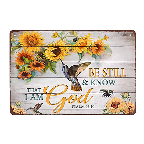 Super durable Metal Sign Sunflower and Hummingbirds tin Sign Vintage Wall Decoration Home Garden Kitchen Art Sign 12 x 8 inch