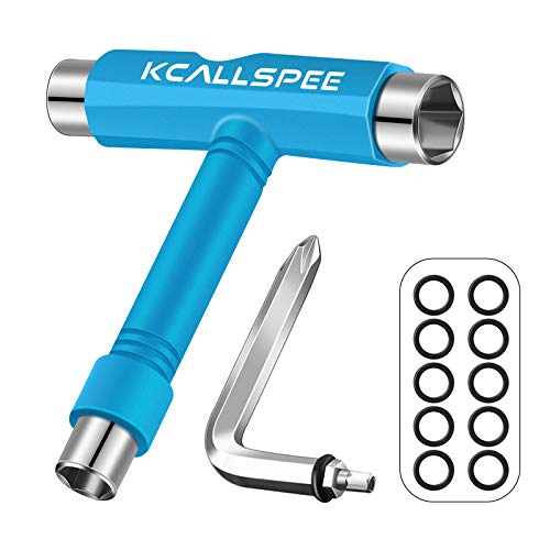 KCALLSPEE Skateboard Tool, T Skate Tool and Allen Key with Cross Screwdriver Head and 10PCS Speed Washers, Universal for Longboard Skateboard and More