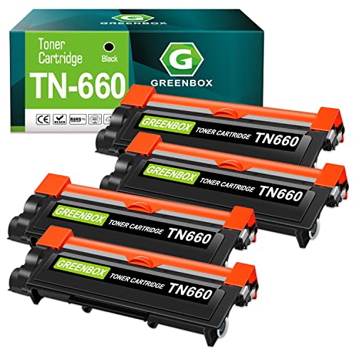 GREENBOX Compatible Toner Cartridge Replacement for Brother TN660 TN-660 TN630 TN-630 for Brother HL-L2300D DCP-L2520DW DCP-L2540DW HL-L2360DW HL-L2320D HL-L2380DW MFC-L2707DW Printer (4 Black)
