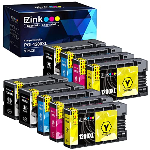 E-Z Ink (TM Compatible PGI-1200XL Ink Cartridge Replacement for Canon PGI-1200 XL for Maxify MB2720 MB2320 MB2120 MB2350 MB2050 MB2020 Printer (3 Black, 2 Cyan, 2 Magenta, 2 Yellow, 9-Pack)