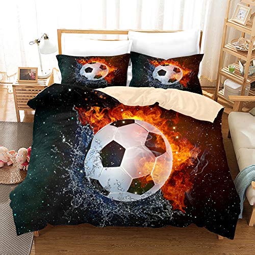 Wajade Football Soccer Comforter Set Boys Sports Bedding Set, Twin Size Galaxy Football Soccer Quilt Set Bedspread (Comforter*1,Pillowcase*1)