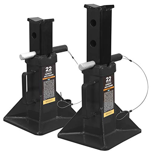Torin 22 Ton (44,000 lb) Capacity Heavy Duty Steel Jack Stands, 2 Pack, T80072 , Black