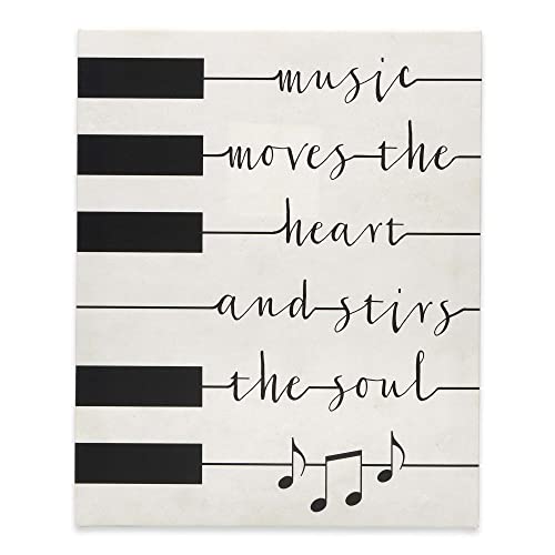 Open Road Brands Piano Keys Music Quote Gallery Wrapped Canvas Wall Decor – Music Moves The Heart and Stirs The Soul – Piano Canvas Wall Art