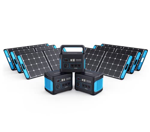 Geneverse 1002Wh (3×6) Solar Generator Bundle: 3X HomePower ONE Portable Power Stations (3X 1000W AC Outlets Each) + 6X 100W Solar Panels. Quiet, Indoor-Safe Backup Battery Generators For Home Devices