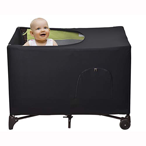 Crib Tent Cover Stretchy Blackout Tent for Pack N Play, Bed Darkening Cover Tent for Indoor or Outdoor Portable to Sleeping or Play