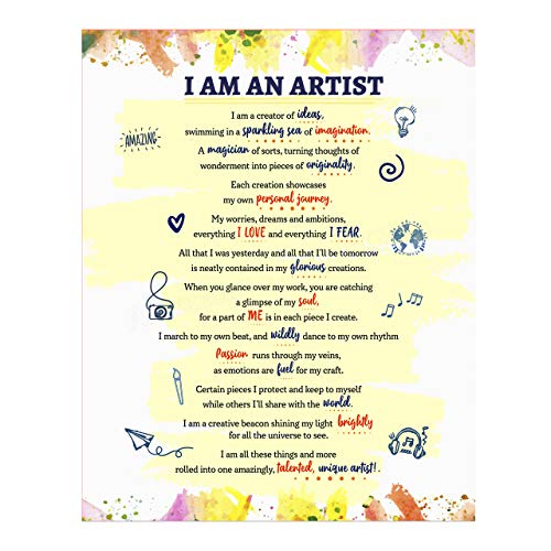 “I Am An Artist-A Creator of Ideas” Inspirational Quotes Wall Art Sign -11 x 14″ Abstract Art Print -Ready to Frame. Home-Office-Studio-Dorm Decor. Perfect Classroom Sign! Great Gift for Artists!