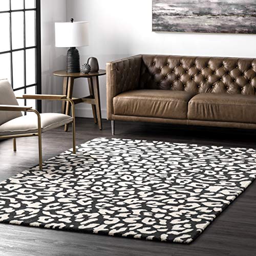 nuLOOM Rorie Leopard Print Wool Runner Rug, 2′ x 8′, Black | The Storepaperoomates Retail Market - Fast Affordable Shopping