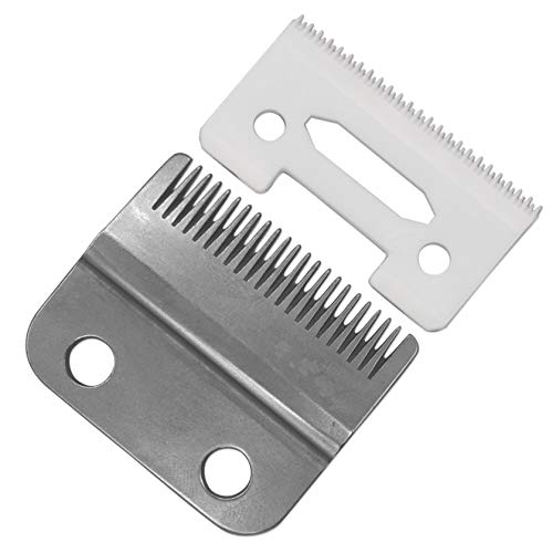 Professional 2-Hole Stagger Tooth Replacement Blades Set #2161, 1 Carbon Steel Fixed Blade, 1 Ceramic Moving Blade, Compatible with Wahl 5 Star Series Cordless Magic Clip Hair Clipper(Silver) | The Storepaperoomates Retail Market - Fast Affordable Shopping