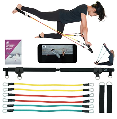 I’m Unlimited® Pilates Bar Kit & Video, 6 to 12 Resistance Bands, Pilates Reformer, Workout Equipment Home Gym, Portable Exercise Full Body, Fitness Stick,Yoga Toning Abs Arms & Legs,Booklet