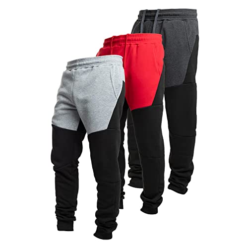 Ultra Performance 3 Pack Fleece Active Tech Joggers for Men, Mens Sweatpants with Zipper Pockets
