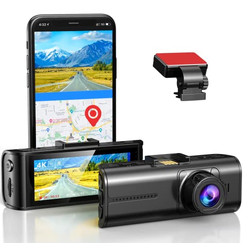 Blueskysea 4K Dash Cam, 3840x2160P Ultra HD Car Dash Camera w/ WiFi, GPS, 8MP Sensor, 3.16″ Wide Screen, Night Vision, Wide Angle, Buffered Parking Mode, Motion Detection, G-Sensor…