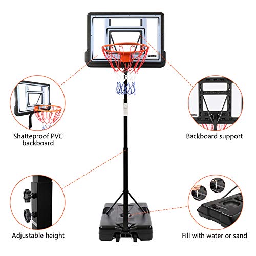 PEXMOR Portable Basketball Hoop Goal System 6.9-8.5ft Height Adjustable with Wheels for Kids/Youth/Teenagers Outdoor Indoor | The Storepaperoomates Retail Market - Fast Affordable Shopping