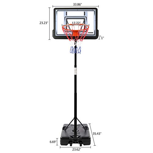 PEXMOR Portable Basketball Hoop Goal System 6.9-8.5ft Height Adjustable with Wheels for Kids/Youth/Teenagers Outdoor Indoor | The Storepaperoomates Retail Market - Fast Affordable Shopping