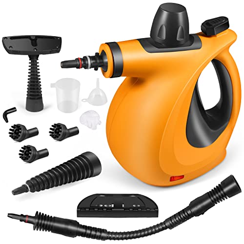 Pressurized Handheld Steam Cleaner with 11 Multi-Surface Tools, Steamer for Cleaning, Steam Cleaners for Home Use, Steam Cleaner for Car, Upholstery, Couch, Grout and Tile Floor