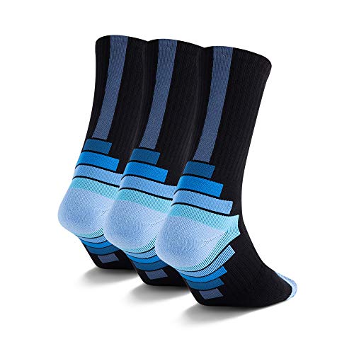 Hicomlor Athletic-Crew-Socks for Men, Cushioned Socks with Moisture Wicking and Arch Support for Running-Hiking, Work Boots