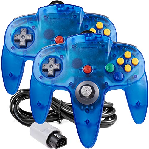 2 Pack for N64 Controller, iNNEXT Game pad Joystick for 64 – Plug & Play (Non USB Version) – Transparent Blue