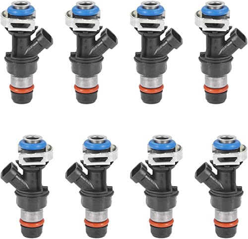 Fuel Injectors Compatible with Chevy Silverado 1500 2500 3500 Tahoe Replacement for GMC Sierra 1500 2500 3500 Tahoe 4.8L 5.3L 6.0L 2001-2006 Replace 17113553 FJ315 17113698 8pcs 4 Holes Injector