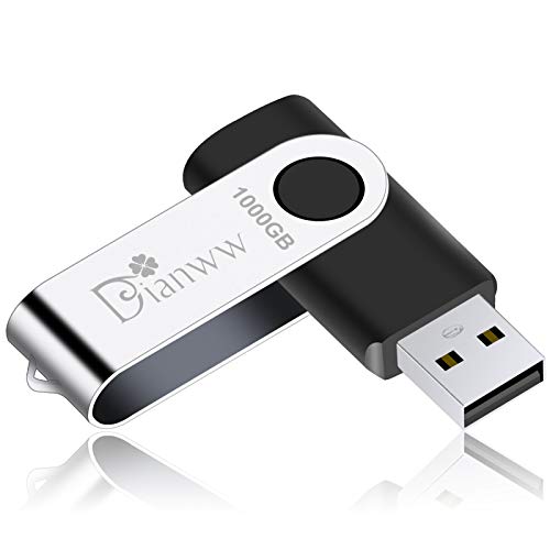 USB Flash Drive 1000gb, 2.0 USB Thumb Drives Dianww for Computer/Laptop, External Data Storage Drive with Rotated Design, Memory Stick, Jump Drive Storage for Storing Photo/Video/Music/File (Black)