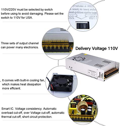 DC 12V 30A Power Supply 360W Universal Regulated Switching AC to DC Converter AC110V/220V (SMPS) Transformer Driver Adapter for LED Strip Light, CCTV Camera Security System, Radio, Computer Project | The Storepaperoomates Retail Market - Fast Affordable Shopping