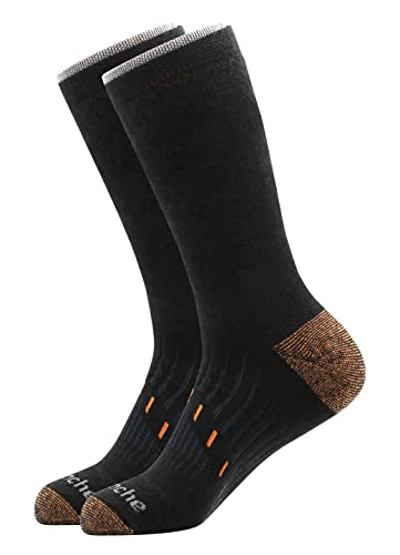 Avalanche Men’s Odor Resistant Copper Wool Blend Crew Socks With Arch Support 2-Pack Black 10-13