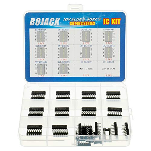 BOJACK 10 Values 30 Pcs Series Shift Output Registers IC chip,Including:SN74HC00N SN74HC02N SN74HC04N SN74HC08N SN74HC14N SN74HC32N SN74HC138N SN74HC164N SN74HC165N SN74HC595N IC Assortment Kit