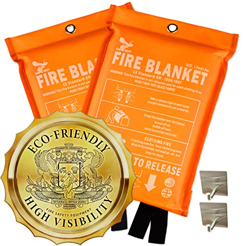 Supa Ant Fire Blanket – USA Assembled & Certified Survival Gear – Award Winning Fire Suppression Survival Kits – Emergency Fire Blanket – Fiberglass Blanket – Fire Blanket for home – 39″x39″ Pack of 2