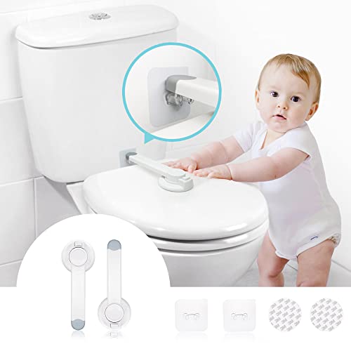 Toilet Lock Child Safety,Baby Proof Toilet Seat Lock with 2 Extra Strong 3M Adhesives,Fit for Most Toilet Lid，No Tools Installation（2 Pack）
