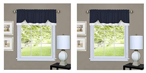 Achim Home Furnishings, Navy/White DRVL14NW12 Darcy Window Curtain Valance, 58″ x 14″ (Twо Pаck)