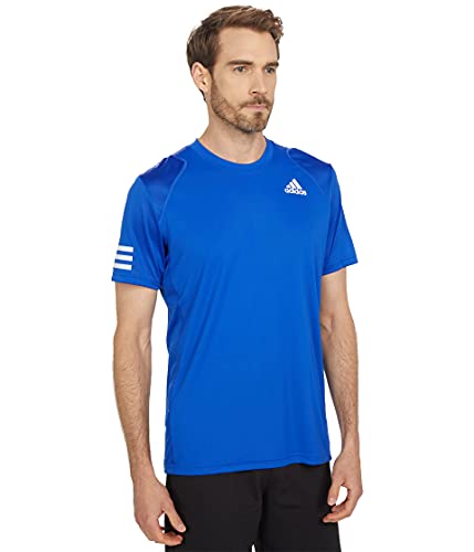 adidas Men’s Club Tennis 3-Stripes Tee, Bold Blue/White, Medium