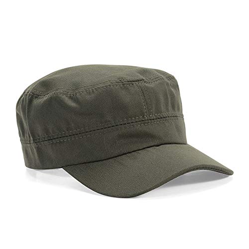 LERTREE Adjustable Unisex Flat Top Twill Classical Baseball Cap Military Hat 22-23.6 in Cadet Cap (Green)