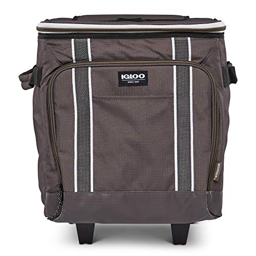 Igloo 40 Can Large Portable Insulated Soft Cooler with Rolling Wheels, Olive