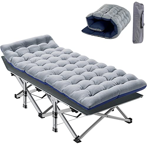 MOPHOTO Folding Cot Folding Bed with Mattress, Camping Cot for Adults Portable Fold up Bed for Indoor Outdoor Travel Camp Vacation