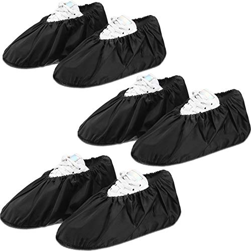 SATINIOR Reusable Shoe Covers Slip Resistant Waterproof Boot Covers Elasticity Convenience Dustproof Overshoes Machine Washable for Household Carpet Floor Protection,Black (3 Pairs)