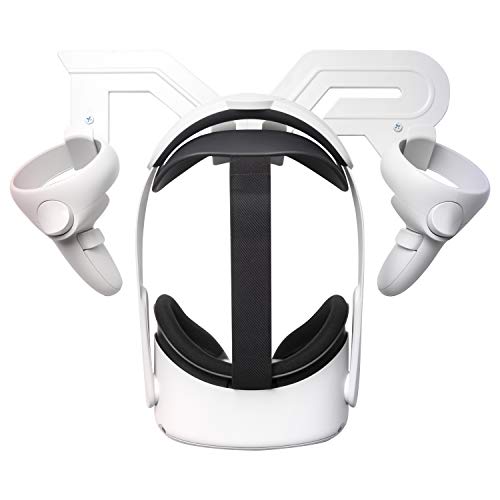 CNBEYOUNG VR Headset Wall Mount Storage Stand Hook Compatible with Quest 2 Pro Rift S, Valve Index, PSVR 2, HTC Vive, Vive Pro, HP Reverb G2, MR Headsets and Controllers (White)