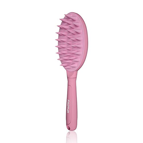 Hair Shampoo Brush, FAOTUR Scalp Care Hair Brush with Soft Silicone Scalp Massager (Pink)