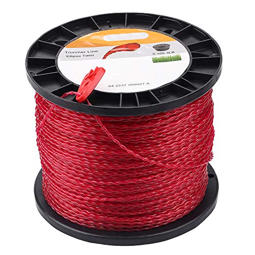 Dalom 2.7 mm/.105″ Round Trimmer Line Round Twist 3lbs 690-Feet Red Color Includes Cutting Tool Weed String Trimmer Edger Line