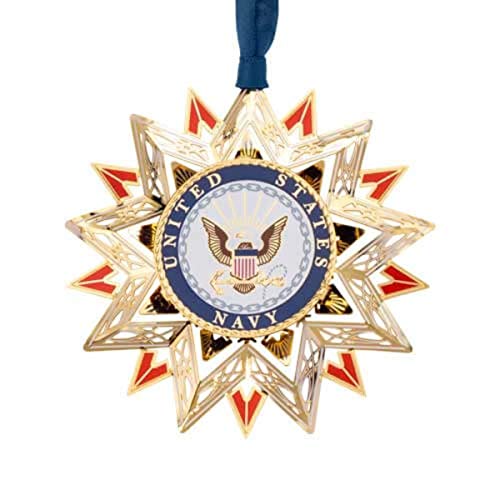 3″ Vibrant Brass U.S. Navy Star Decorative Christmas Ornament