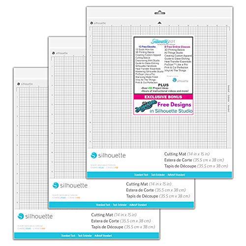 Silhouette Cameo 4 PLUS Cutting Mat Standard Tack 3 Pack with Silhouette 101 Guide and Bonus Designs