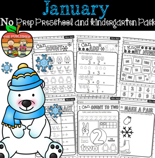 Janurary Educational Pack for Preschoolers and Kindergarteners