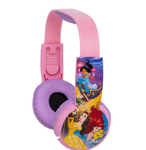 Compatible with Disney Princess Kids Safe Volume Limiting Technology Headphones Over Ears in-line Microphone, Adjustable Headband Soft Ear Cushions 6yr +