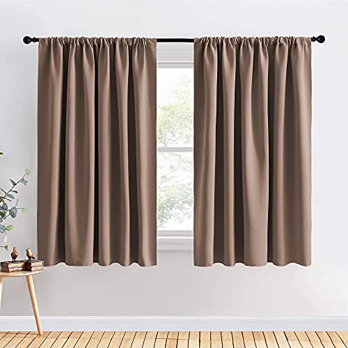 PONY DANCE Blackout Curtains for Bedroom – Window Curtain Panels Home Decoration Thermal Insulated Drapes Privacy Protect, 70 by 63 inches, Mocha, 2 Pieces