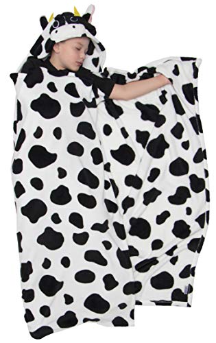 FUNZIEZ! Cow Hooded Blanket – Wearable Blanket for Kids – Children’s Blanket (Black/White, One Size)