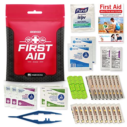 Go2Kits 34 Piece First Aid Kit Featuring Assorted Bandages, Wipes and First Aid Basics in Compact Reusable Kits for Home, Office & Travel (1 Pack)